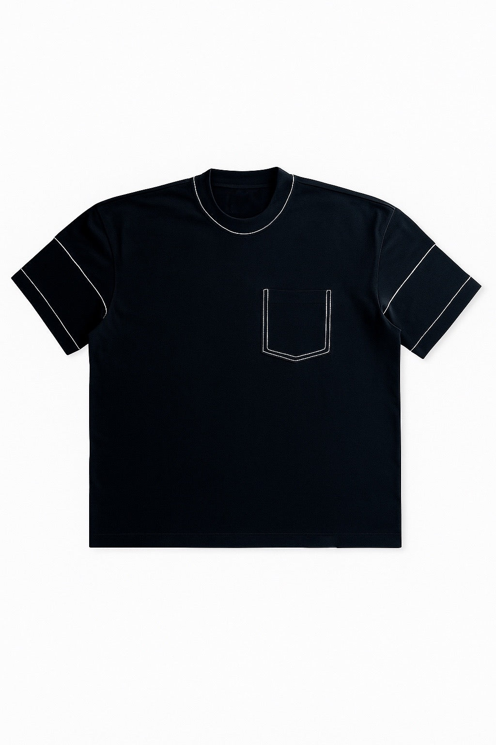 Black Contrast Detailed Tee