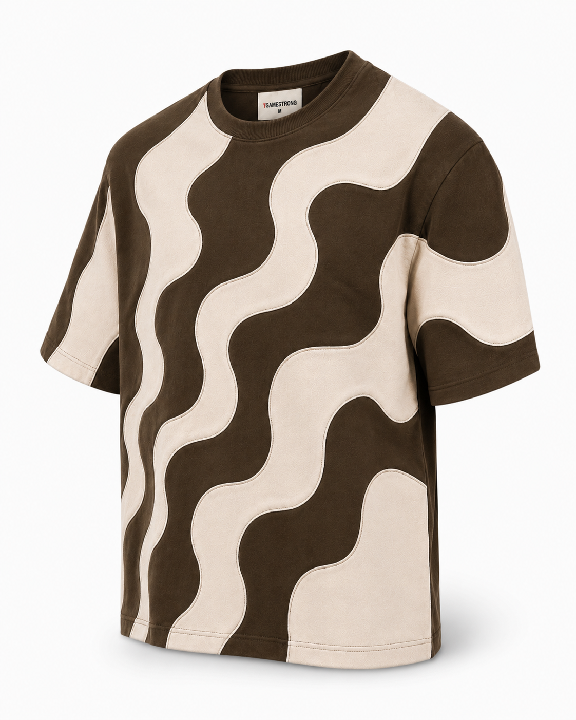 Studio Waveform Tee — Coffee Brown / Sand