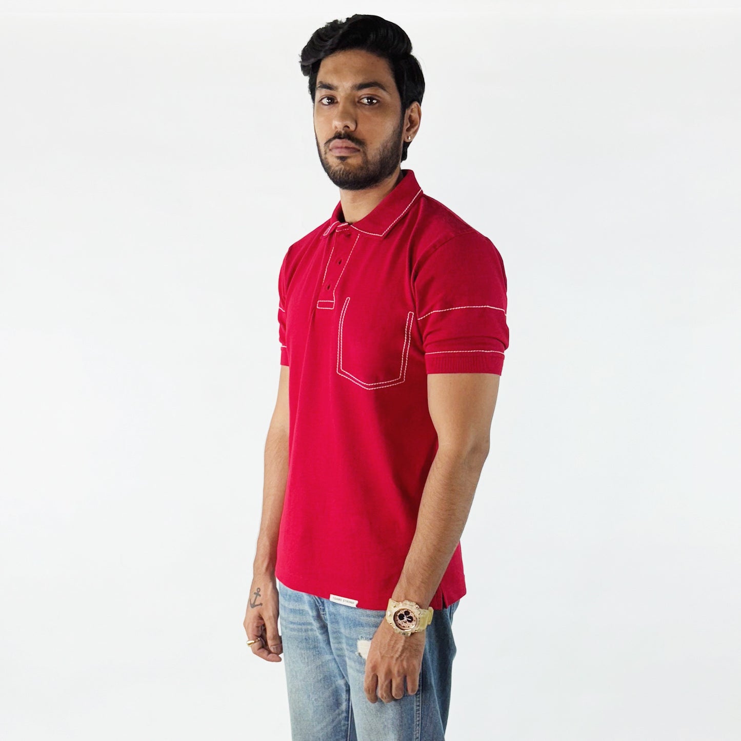 Embroidered Red Polo