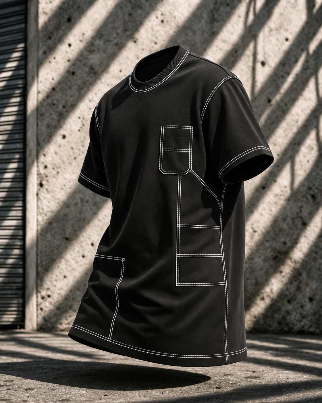Engineered Stitch Tee Black