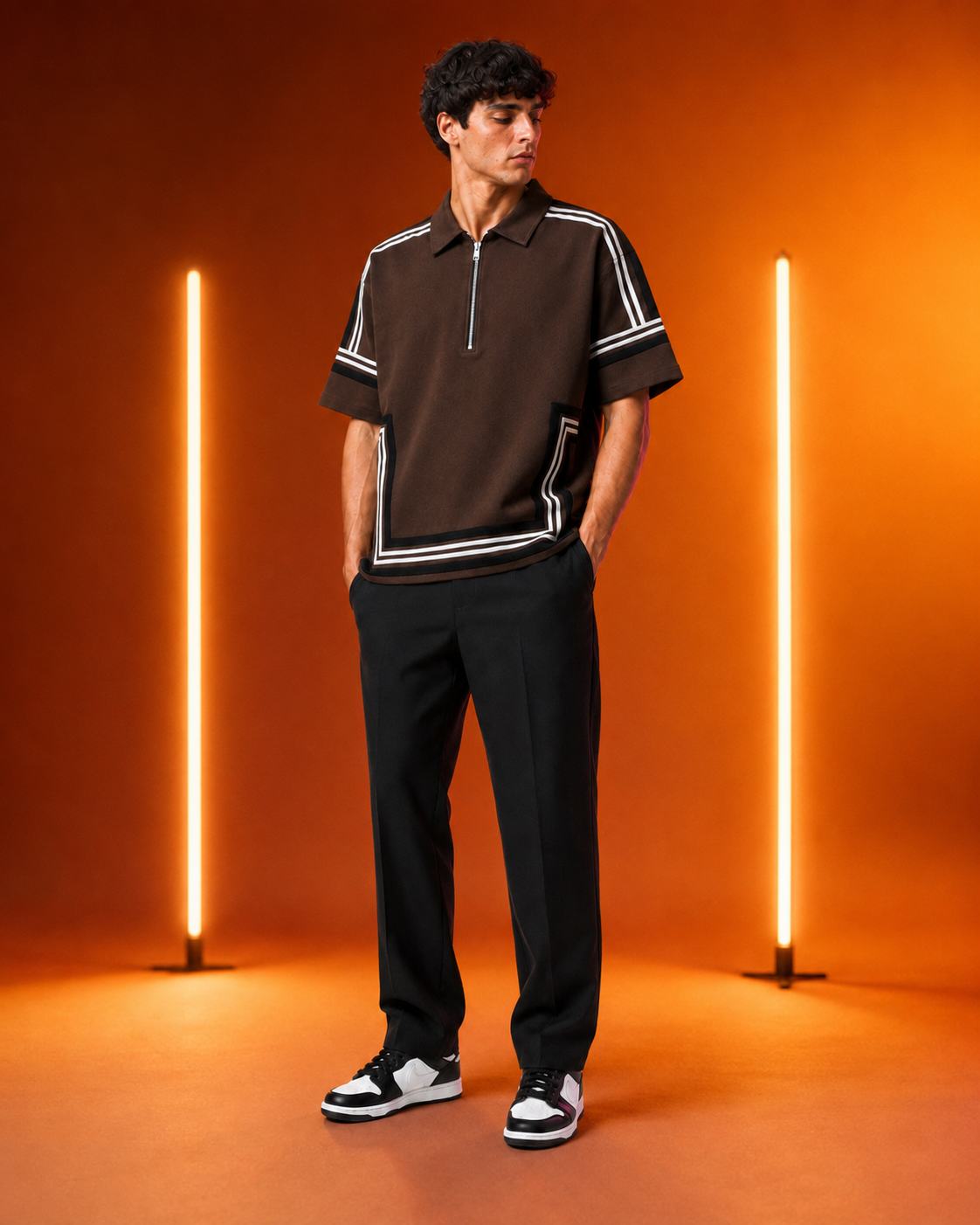Boundary Zip Polo — Espresso