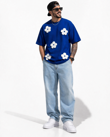 Bloom Appliqué Tee — Blue