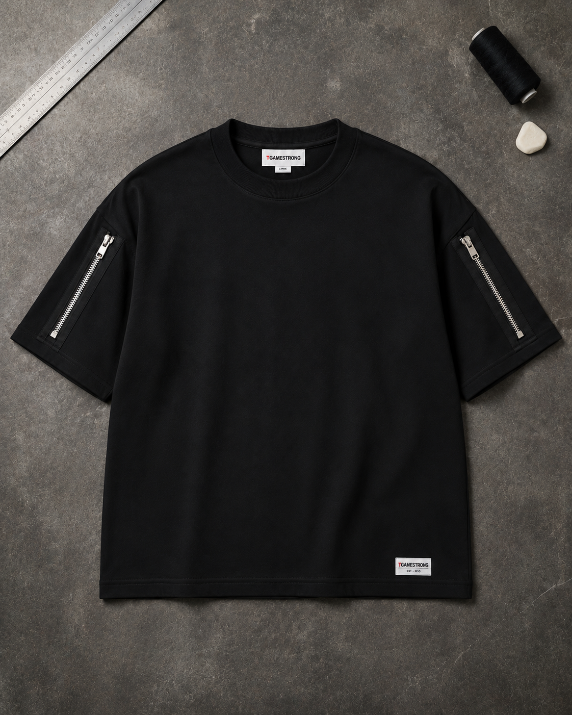 Twin Zip Tee — Black