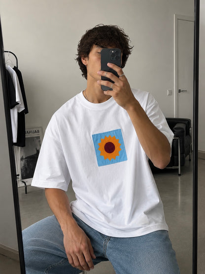 Patchwork Tee — Sky Bloom