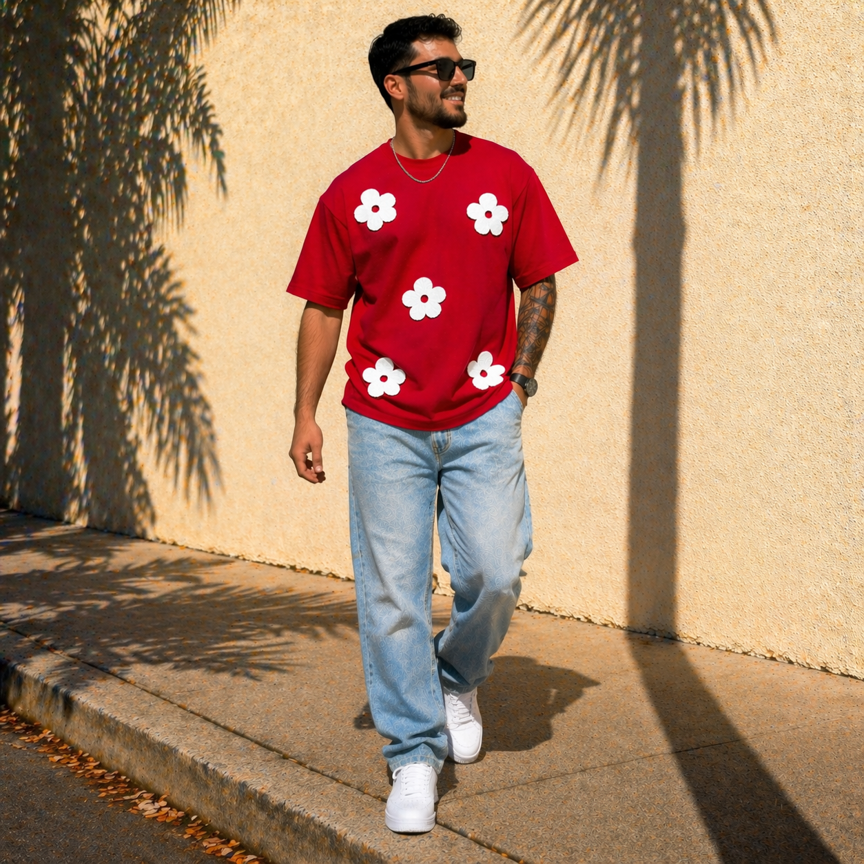Bloom Appliqué Tee — Red