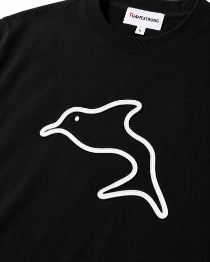 Dolphin Outline Tee – Black