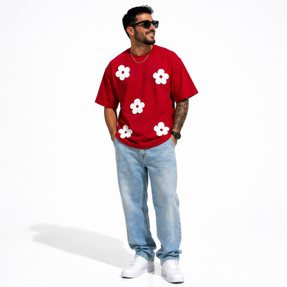 Bloom Appliqué Tee — Red
