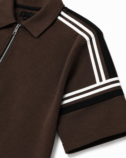 Boundary Zip Polo — Espresso