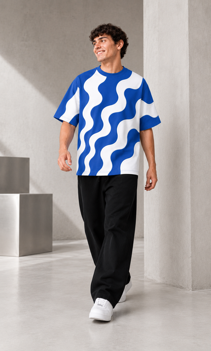 Waveform Tee — Saturated Blue