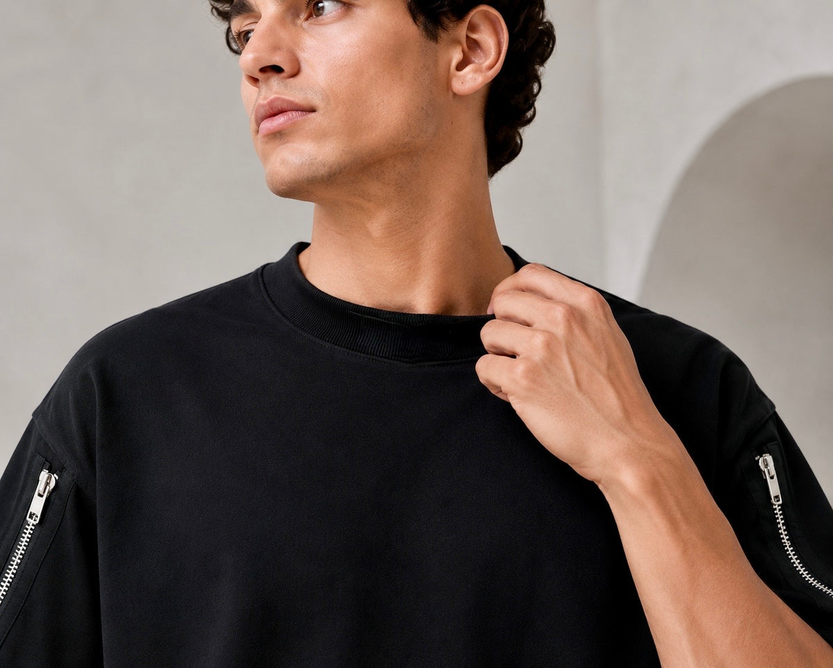 Twin Zip Tee — Black
