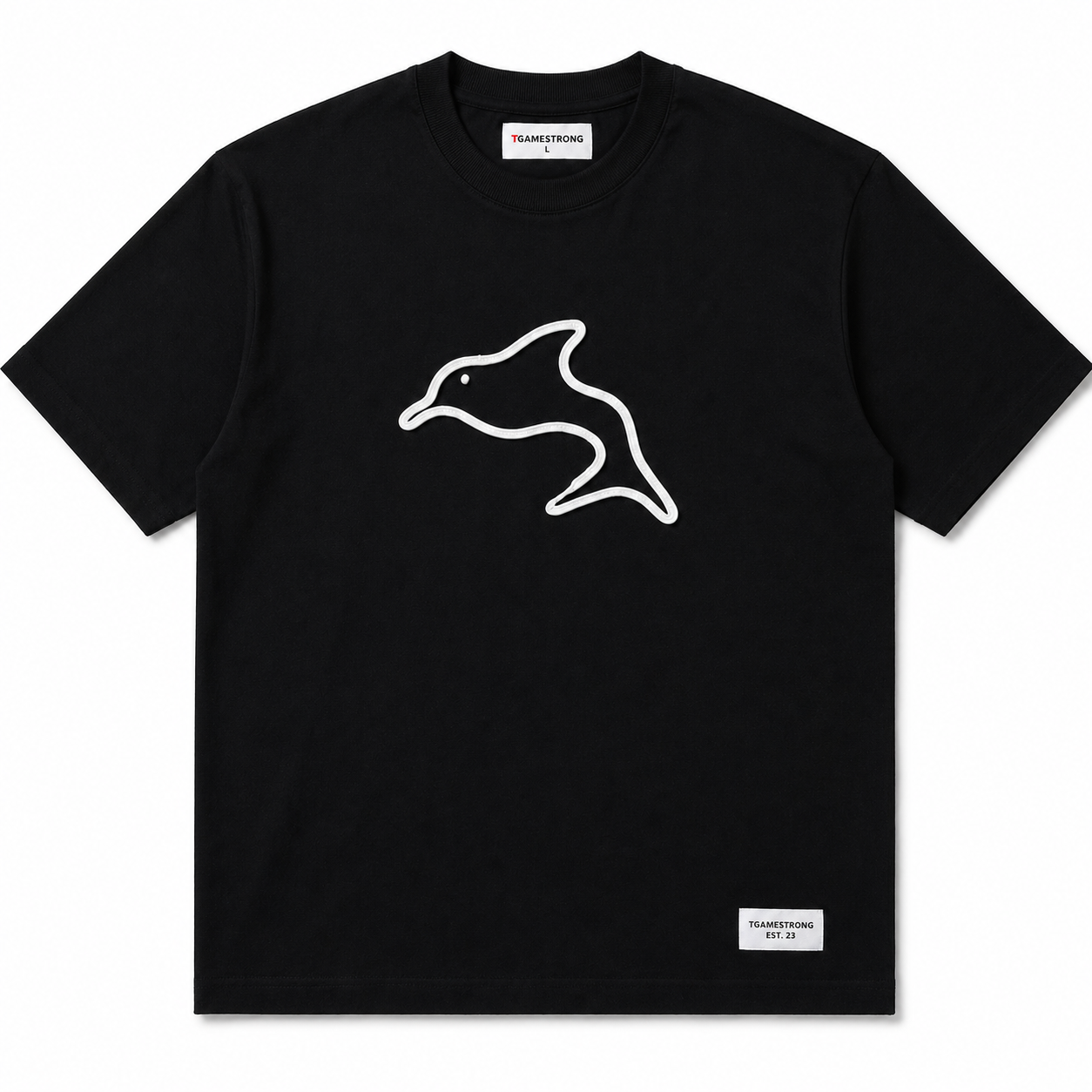 Dolphin Outline Tee – Black