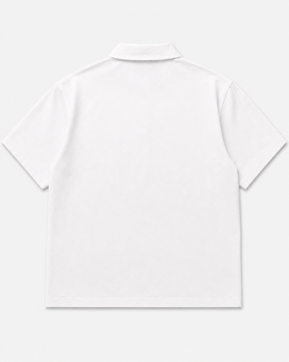 Studio Utility Zip Polo — White