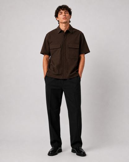 Utility Zip Overshirt - Coffee Brown