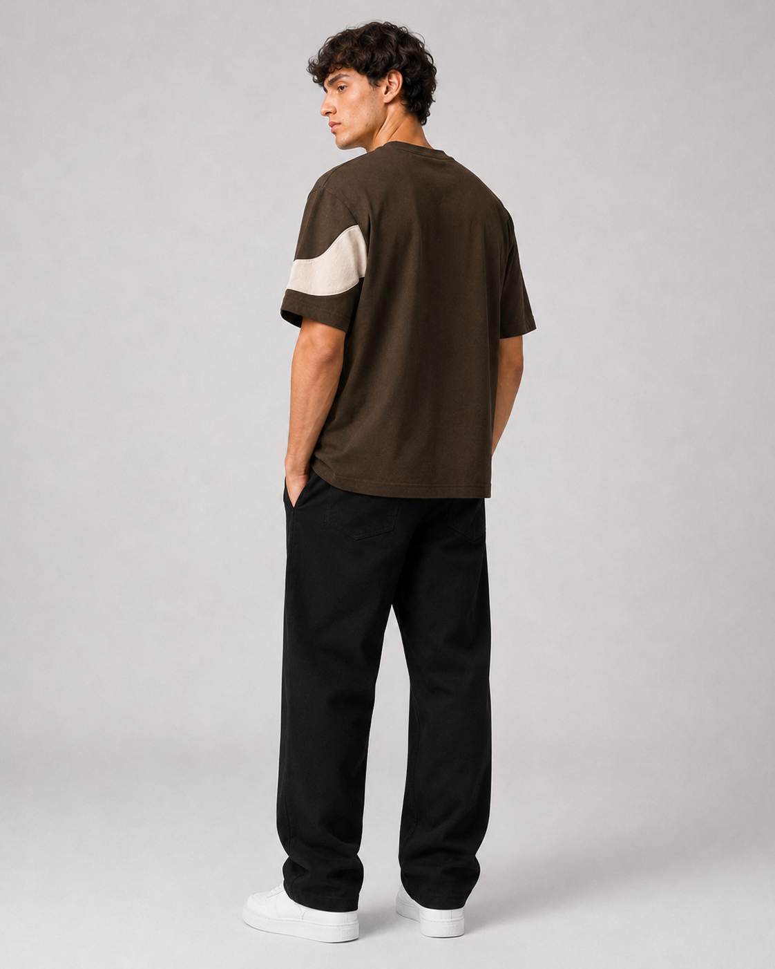Studio Waveform Tee — Coffee Brown / Sand