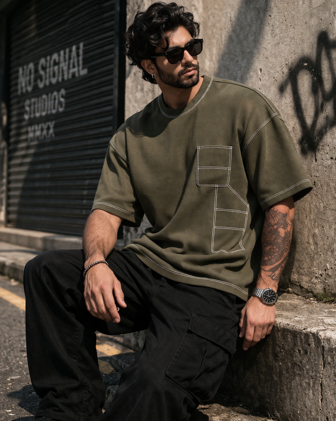 Engineered Stitch Tee Olive