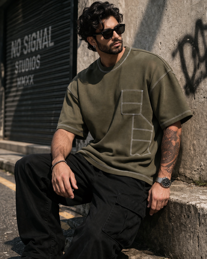Engineered Stitch Tee Olive