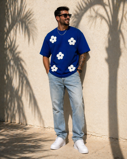 Bloom Appliqué Tee — Blue