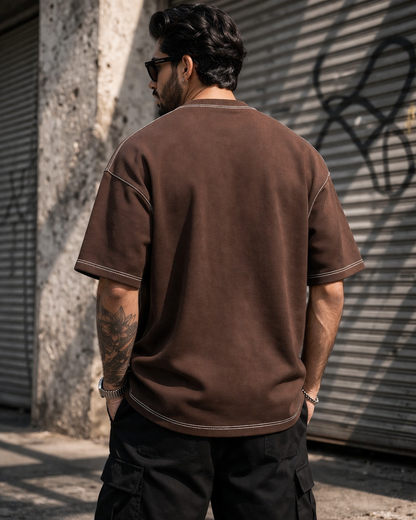 Engineered Stitch Tee Brown