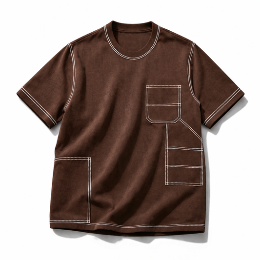 Engineered Stitch Tee Brown