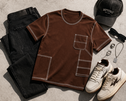 Engineered Stitch Tee Brown