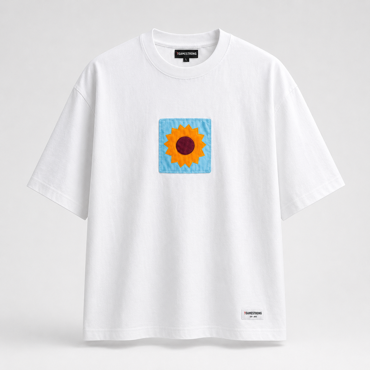 Patchwork Tee — Sky Bloom