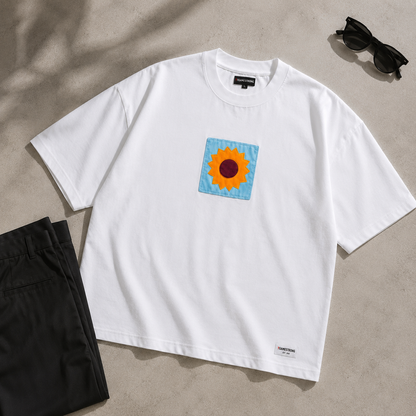 Patchwork Tee — Sky Bloom