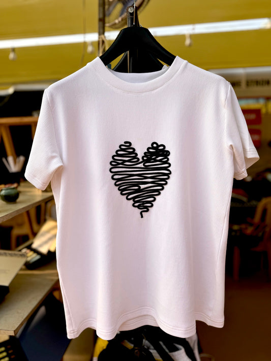 Ribbed Heart Detailed Tee
