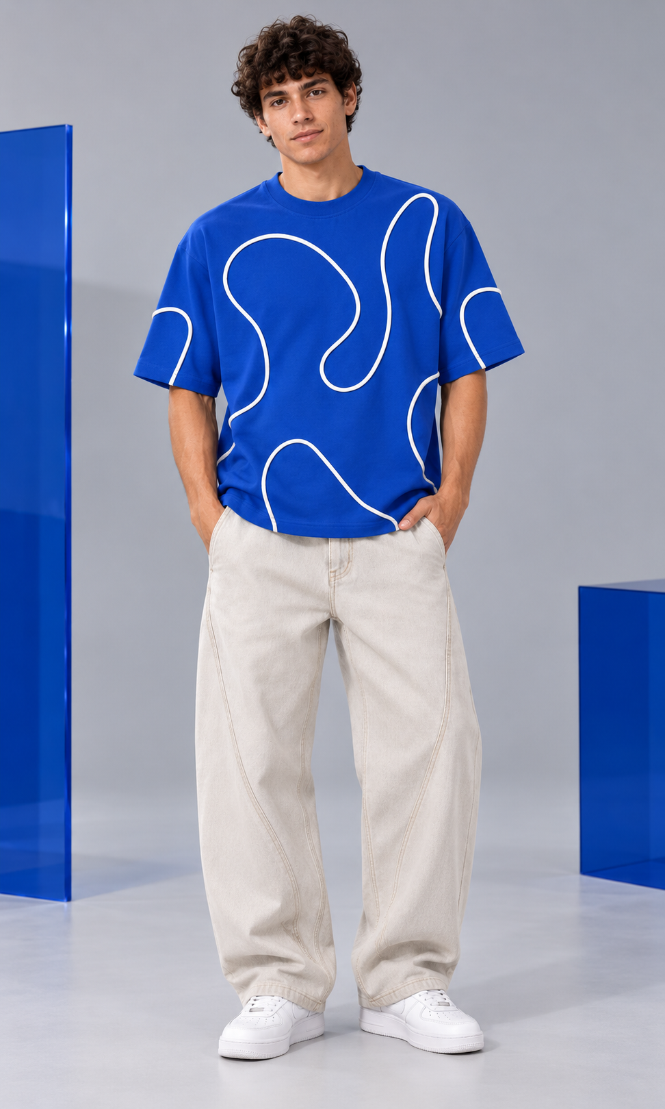 Line Theory Tee — Saturated Blue