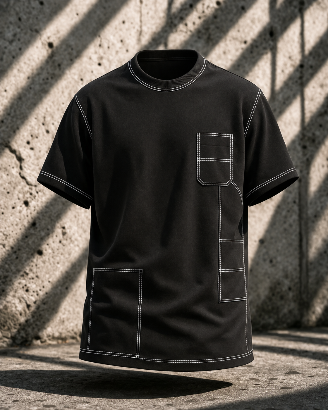 Engineered Stitch Tee Black