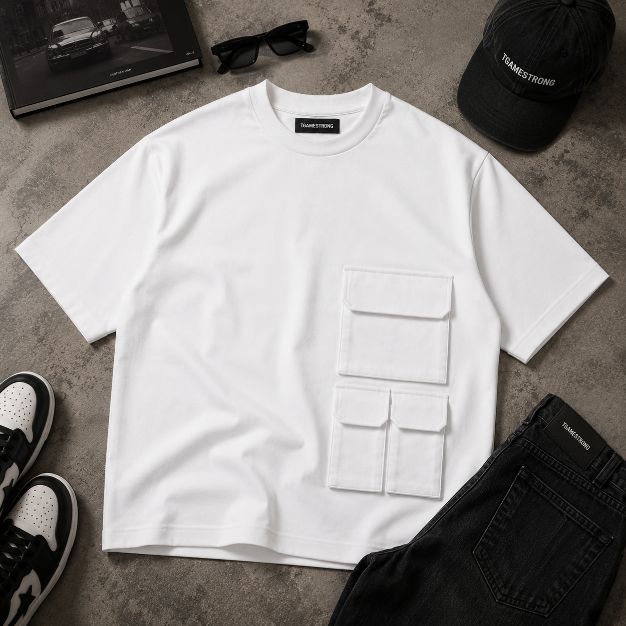 UTILITY BLOCK TEE White