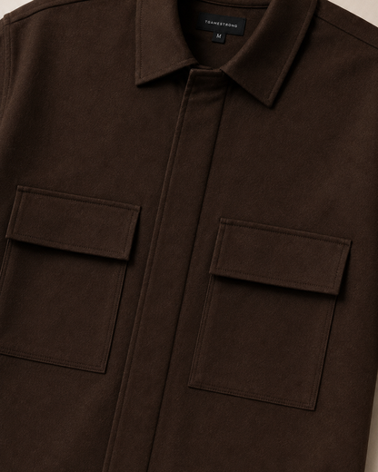 Utility Zip Overshirt - Coffee Brown