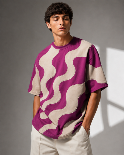Studio Waveform Tee — Purple Potion / Sand