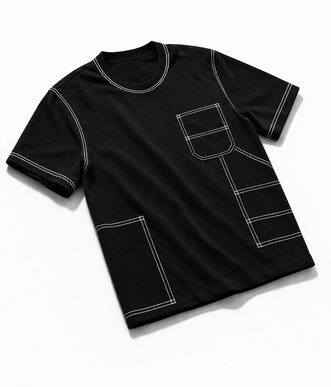 Engineered Stitch Tee Black