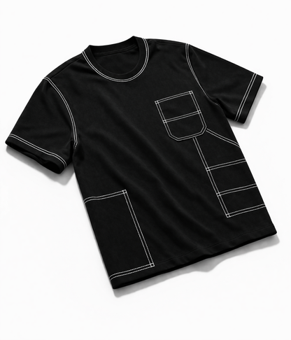 Engineered Stitch Tee Black