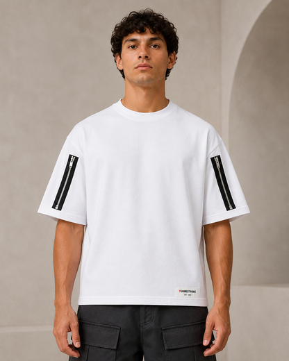 Twin Zip Tee — White