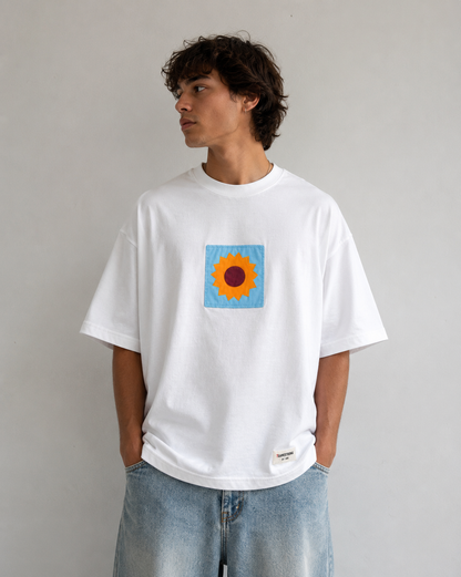 Patchwork Tee — Sky Bloom