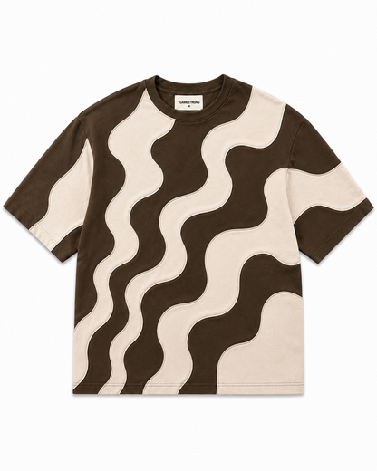 Studio Waveform Tee — Coffee Brown / Sand