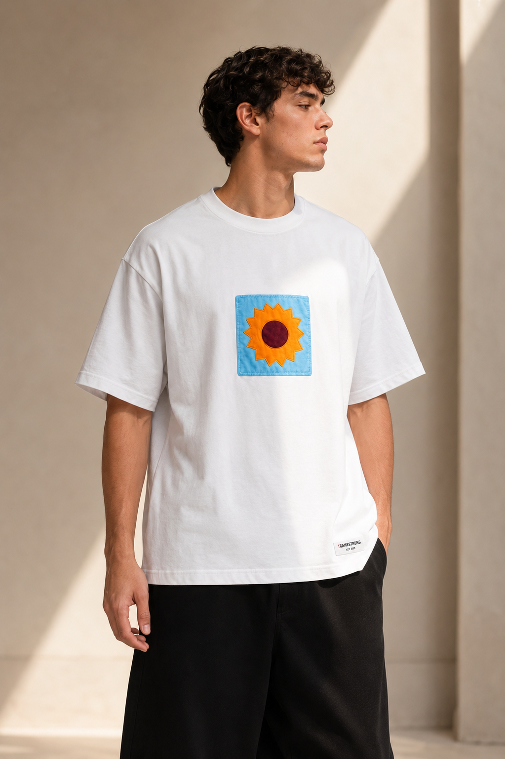 Patchwork Tee — Sky Bloom