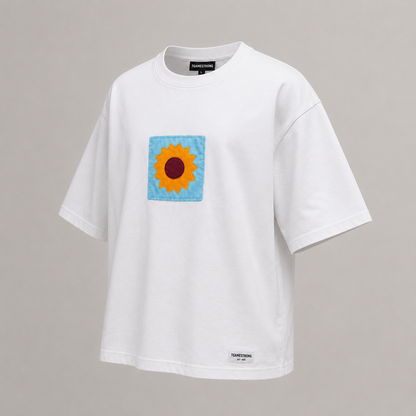 Patchwork Tee — Sky Bloom