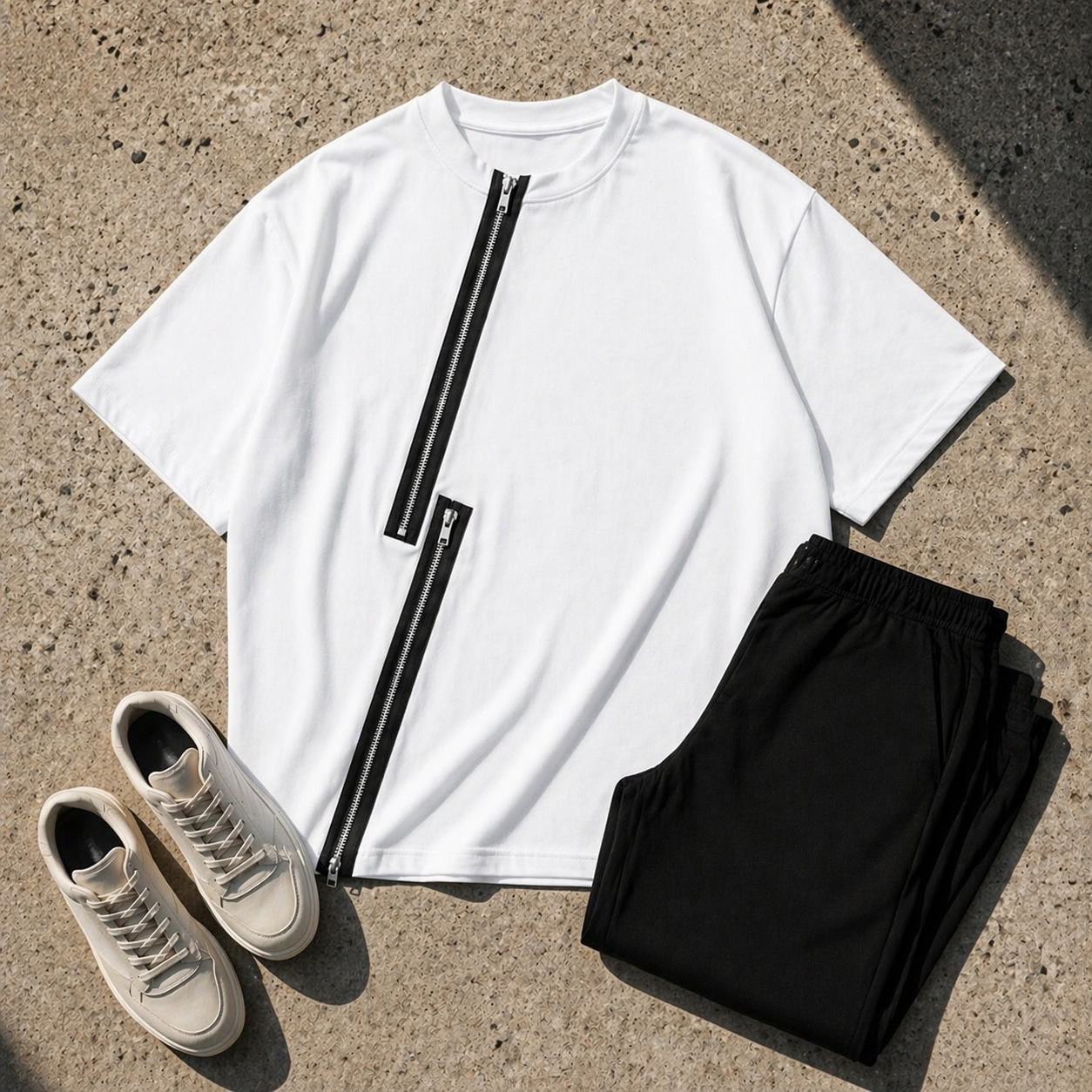 Axis Zip Tee — White