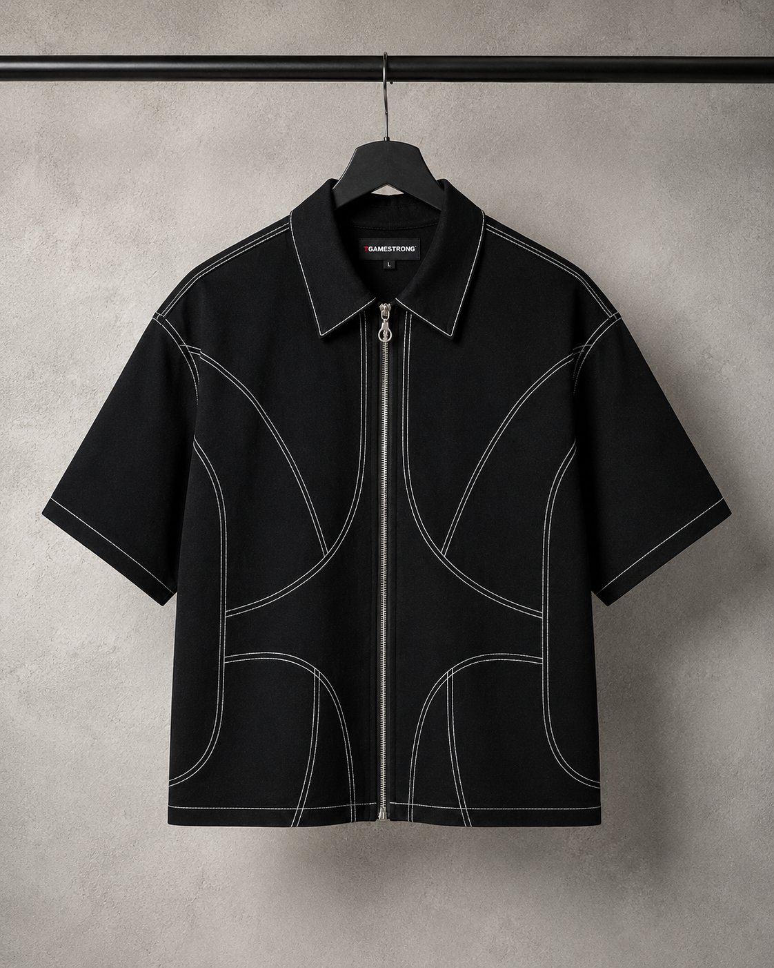 Studio Contour Zip Shirt — Black
