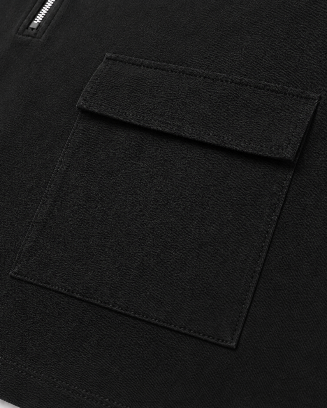 Studio Utility Zip Polo — Black