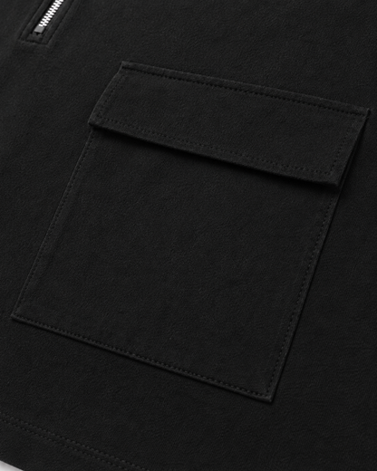 Studio Utility Zip Polo — Black