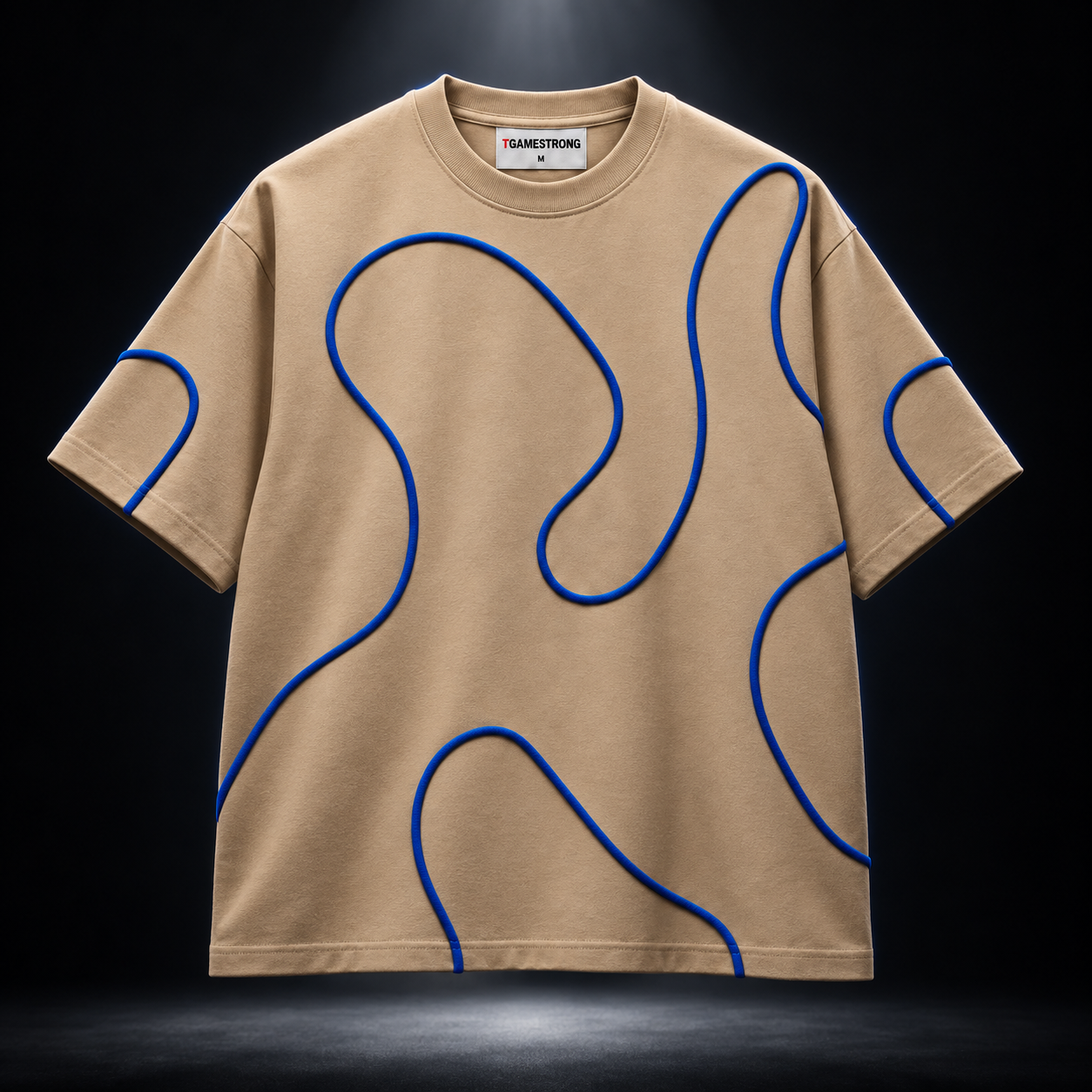 Line Theory Tee — Sand / Royal Blue