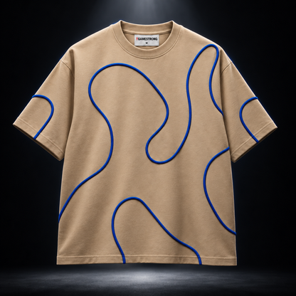 Line Theory Tee — Sand / Royal Blue
