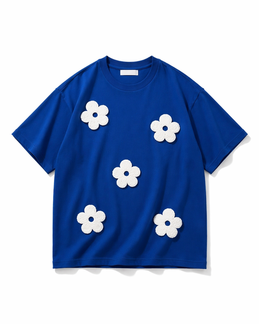 Bloom Appliqué Tee — Blue