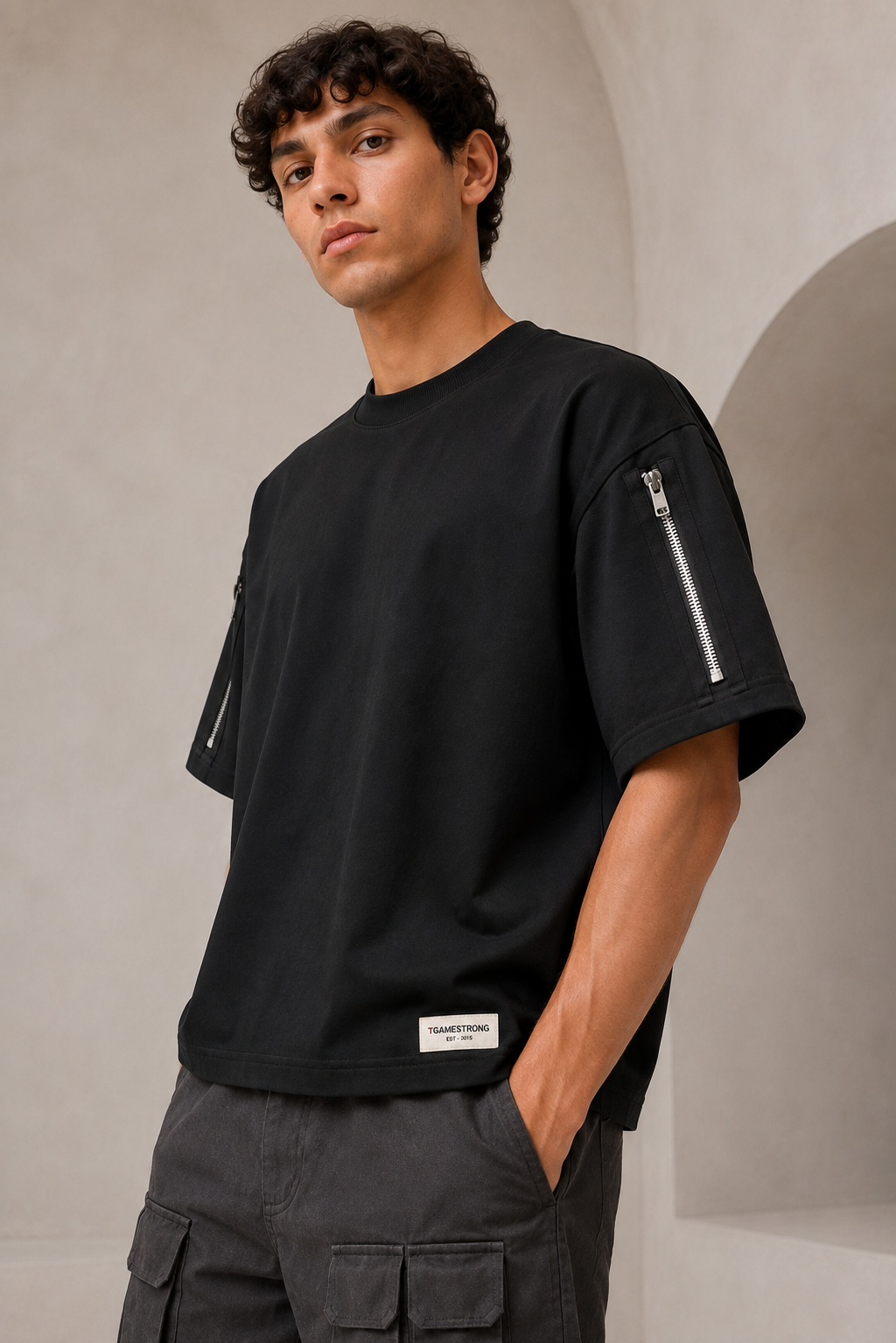 Twin Zip Tee — Black