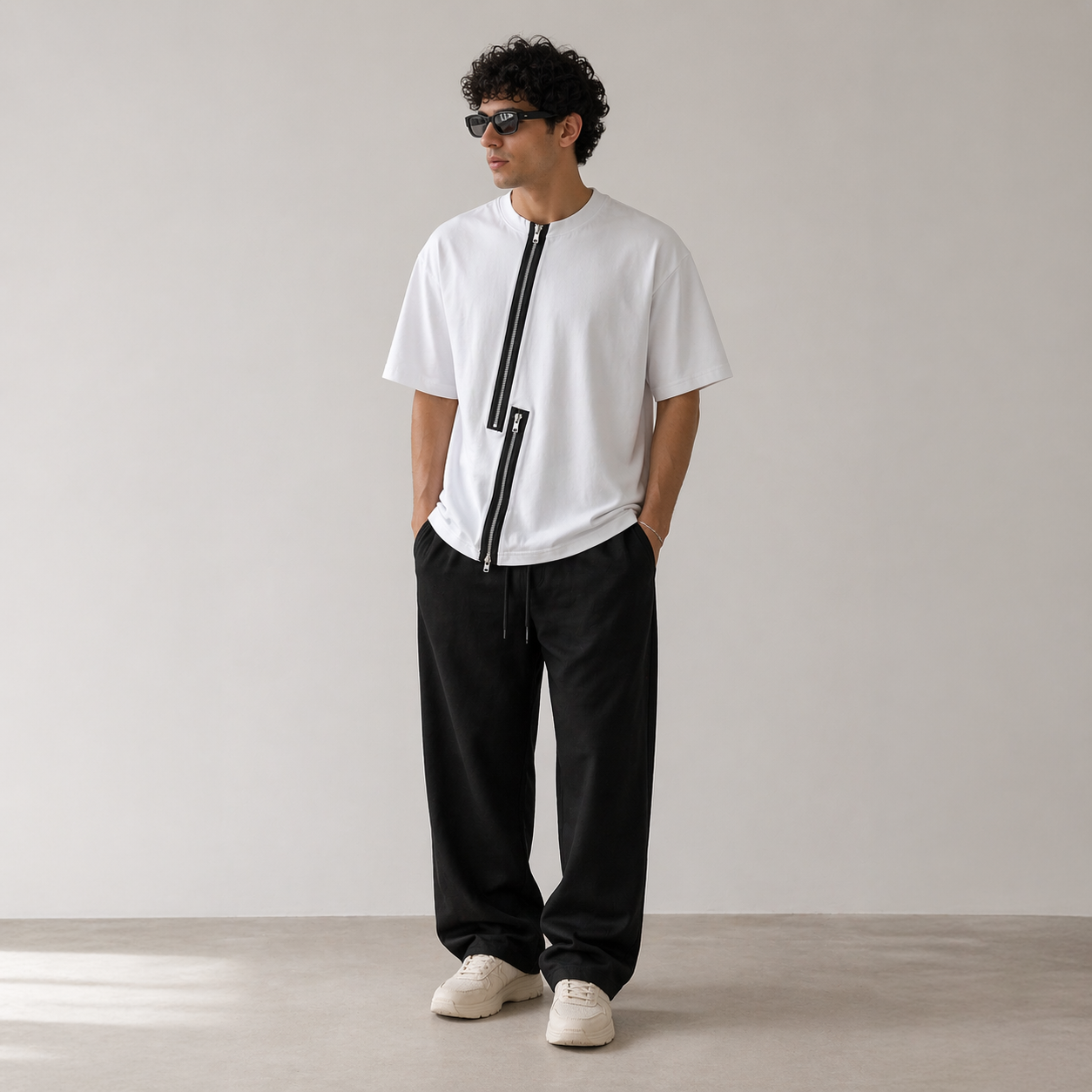 Axis Zip Tee — White