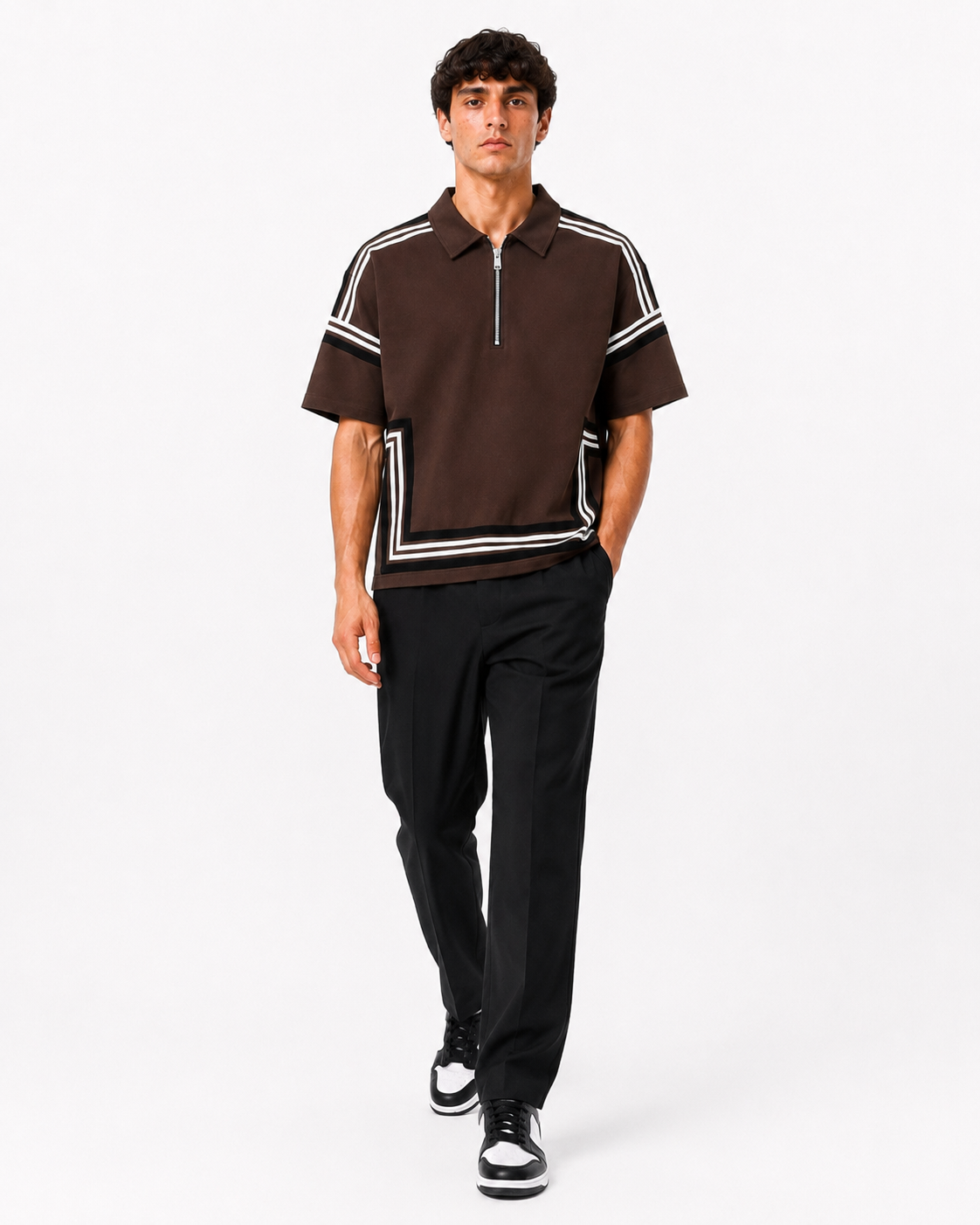 Boundary Zip Polo — Espresso