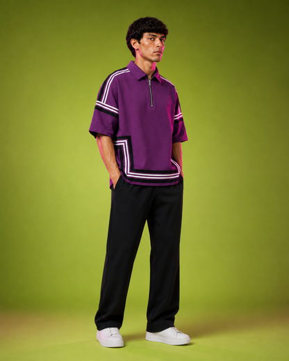 Boundary Zip Polo — Purple Potion